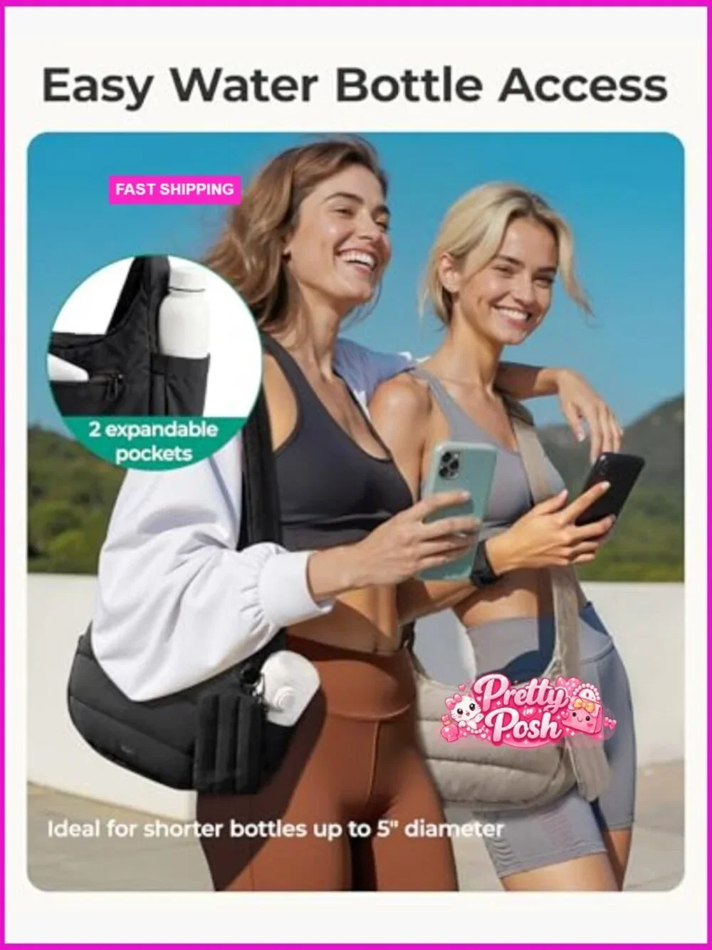 Polyester Puffer Hobo Crossbody Bag with Adjustable Strap